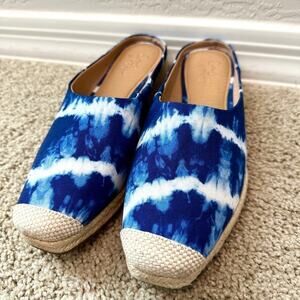 CROWN VINTAGE Blue Tie-Dye Espadrille Mules Slip-On Flats | Women’s  Size 8